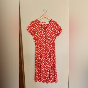 Madewell Button-wrap Midi Dress in Red Floral